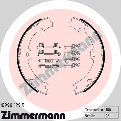 Zestaw szczęk hamulcowych, hamulec postojowy ZIMMERMANN 10990.129.5 Nie przegap