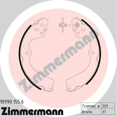 Zestaw szczęk hamulcowych, hamulec postojowy ZIMMERMANN 10990.155.6 Sprawdź teraz
