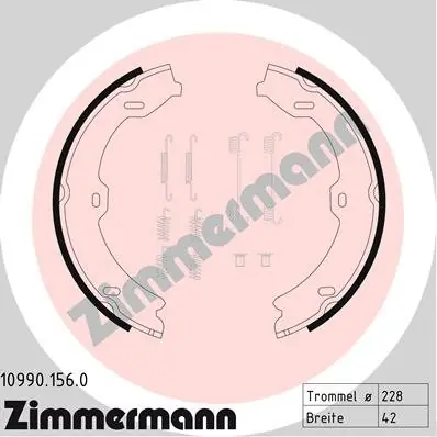 Zestaw szczęk hamulcowych, hamulec postojowy ZIMMERMANN 10990.156.0 Super okazja