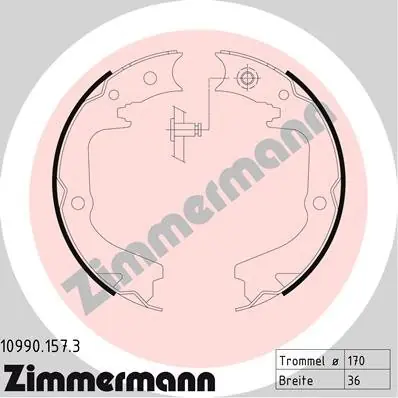 Bestseller Zestaw szczęk hamulcowych, hamulec postojowy ZIMMERMANN 10990.157.3