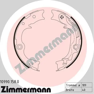 Zestaw szczęk hamulcowych, hamulec postojowy ZIMMERMANN 10990.158.0 Dodaj do koszyka