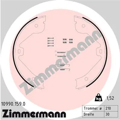 Zestaw szczęk hamulcowych, hamulec postojowy ZIMMERMANN 10990.159.0 Darmowa dostawa