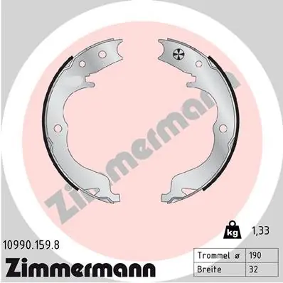 Zestaw szczęk hamulcowych, hamulec postojowy ZIMMERMANN 10990.159.8 Ostatnia szansa