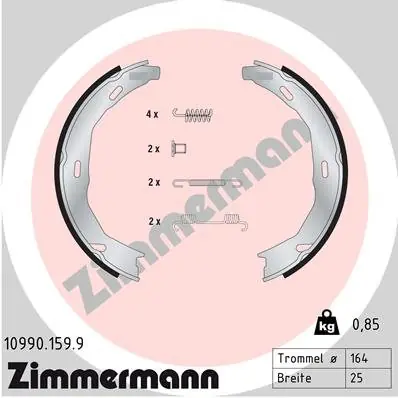 Zestaw szczęk hamulcowych, hamulec postojowy ZIMMERMANN 10990.159.9 Rabat